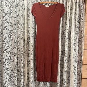 See You Monday Elegant Rust Midi Dress Size M